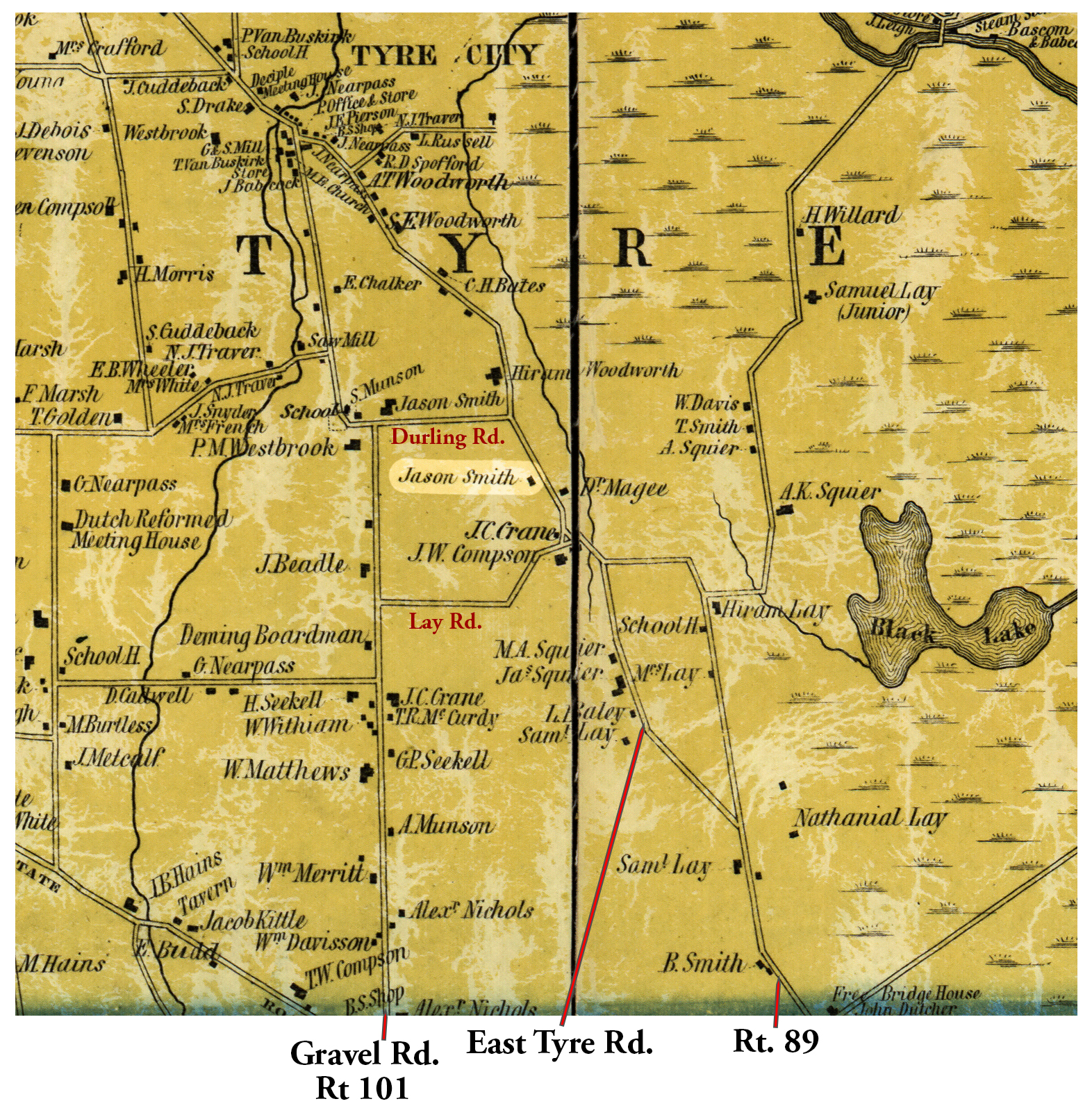 1852 Seneca County Tyr-6 Excerpt Map